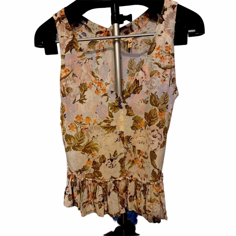 Rebecca Taylor sleeveless floral 100% silk top size 8